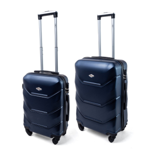 Tmavomodrá sada 2 luxusných ľahkých plastových kufrov "Luxury" - veľ. M, L