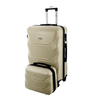 Zlatá sada 2 luxusných ľahkých plastových kufrov "Luxury" - 2 veľkosti