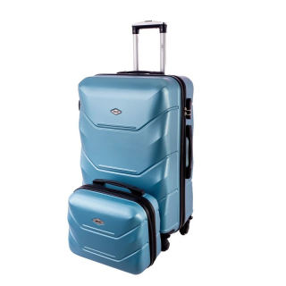 Tmavotyrkysová sada 2 luxusných ľahkých plastových kufrov "Luxury" - 2 veľkosti