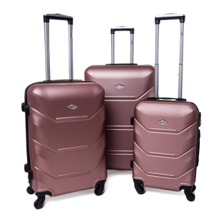 Ružová sada 3 luxusných ľahkých plastových kufrov "Luxury" - veľ. M, L, XL