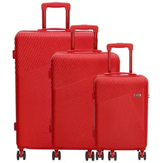 Červená sada luxusných kufrov s TSA zámkom "Columbus" - veľ. M, L, XL