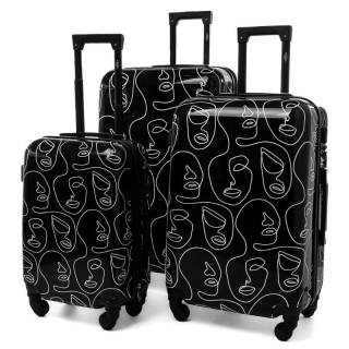 Čierna sada 3 škrupinových cestovných kufrov "Mystery" - veľ. M, L, XL