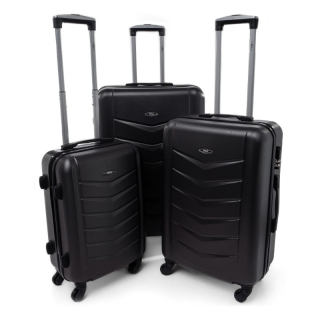 Čierna sada 3 odolných elegantných plastových kufrov "Armor" - veľ. M, L, XL