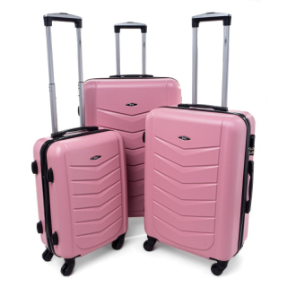 Ružová sada 3 odolných elegantných plastových kufrov "Armor" - veľ. M, L, XL