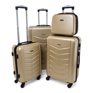 Zlatá sada 4 elegantných plastových kufrov "Armor" - veľ. S, M, L, XL