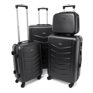 Čierna sada 4 elegantných plastových kufrov "Armor" - veľ. S, M, L, XL
