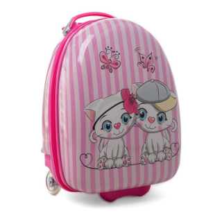 Ružový detský kufor na kolieskach "Cats" - veľ. M