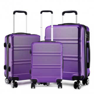 Fialová sada luxusných kufrov s TSA zámkom "Travelmania" - veľ. M, L, XL