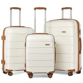 Biela sada 3 odolných škrupinových kufrov "Solid" - veľ. M, L, XL