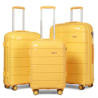 Žltá sada 3 odolných škrupinových kufrov "Solid" - veľ. M, L, XL