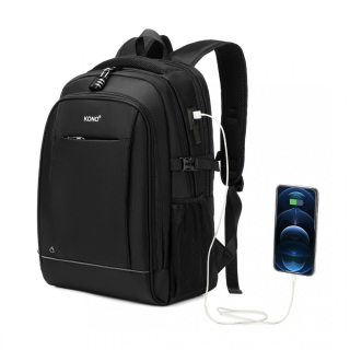 Čierny USB batoh do lietadla so zámkom "Locker"