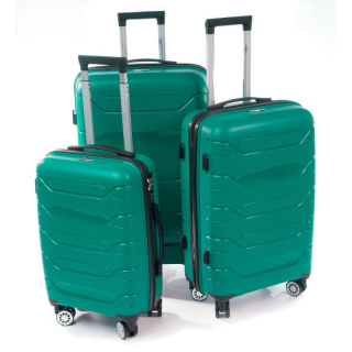 Zelená sada prémiových plastových kufrov "Wallstreet" - M, L, XL