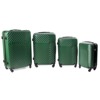 Zelená sada 4 pevných plastových kufrov "Waves" - veľ. M, L, XL, XXL