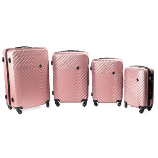 Zlato-ružová sada 4 pevných plastových kufrov "Waves" - veľ. M, L, XL, XXL