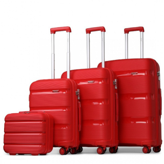 Tmavočervená sada prémiových plastových kufrov "Majesty" - veľ. S, M, L, XL
