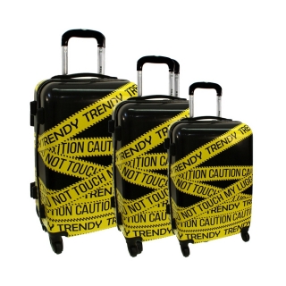 Sada 3 čierno-žltých škrupinových cestovných kufrov "Trendy" - M, L, XL