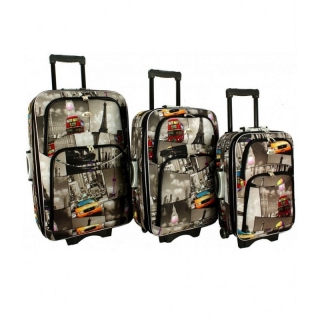 Set 3 farebných cestovných kufrov "City" - M, L, XL