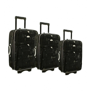 Set 3 čierno-sivých cestovných kufrov "Black John" - M, L, XL