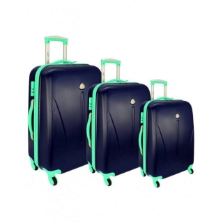 Modro-zelená sada 3 plastových kufrov "Tour" - M, L, XL