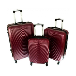 Sada 3 tmavočervených škrupinových kufrov "Motion" - M, L, XL