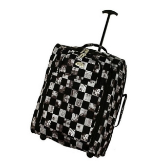 Bielo-čierna ľahká taška na kolieskach "Chess" - veľ. M