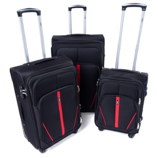 Čierna sada 3 nepremokavých kufrov "Practical" + expander - M, L, XL