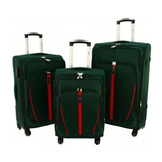 Zelená sada 3 nepremokavých kufrov "Practical" + expander - veľ. M, L, XL