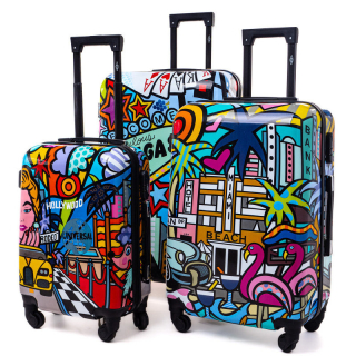 Sada 3 farebných škrupinových cestovných kufrov "Las Vegas" - veľ. M, L, XL