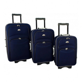 Set 3 tmavomodrých cestovných kufrov "Standard" - M, L, XL