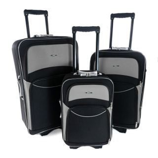 Set 3 sivo-čiernych cestovných kufrov "Standard" - veľ. M, L, XL