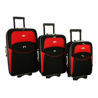 Set 3 červeno-čiernych cestovných kufrov "Standard" - M, L, XL