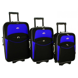 Set 3 modro-čiernych cestovných kufrov "Standard" - M, L, XL