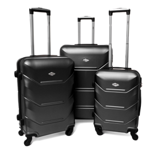 Čierna sada 3 luxusných ľahkých plastových kufrov "Luxury" - M, L, XL