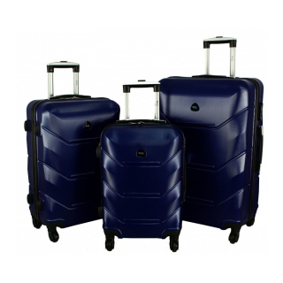 Tmavomodrá sada 3 luxusných ľahkých plastových kufrov "Luxury" - M, L, XL