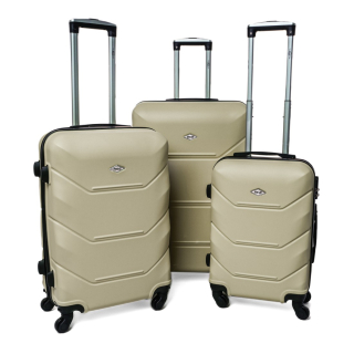 Zlatá sada 3 luxusných ľahkých plastových kufrov "Luxury" - veľ. M, L, XL