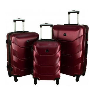 Tmavočervená sada 3 luxusných ľahkých plastových kufrov "Luxury" - M, L, XL