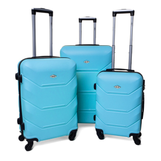 Svetlomodrá sada 3 luxusných ľahkých kufrov "Luxury" - veľ. M, L, XL